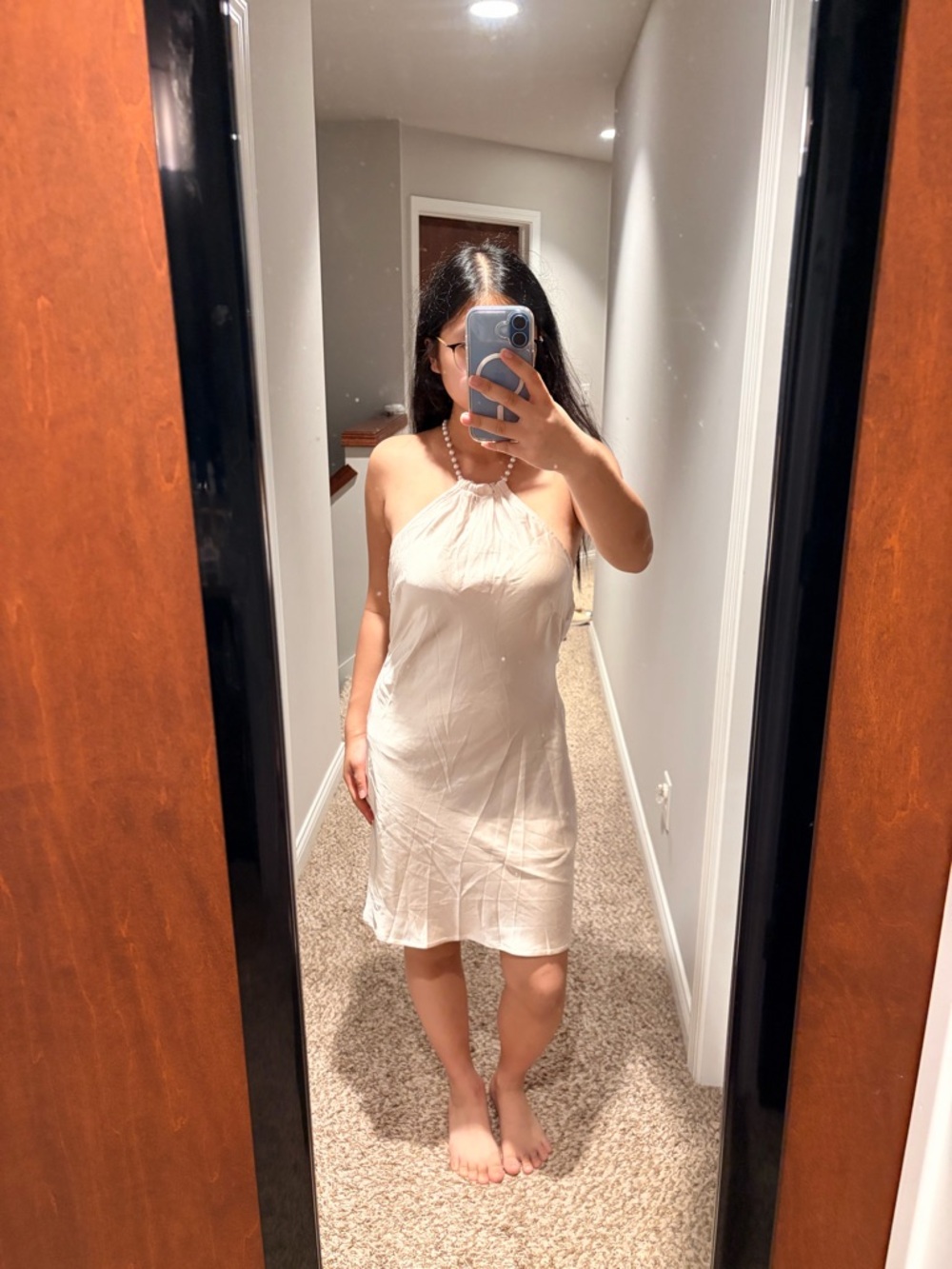 Danijela Pearl Back Slip Dress | Champagne - Picture 3 of 4
